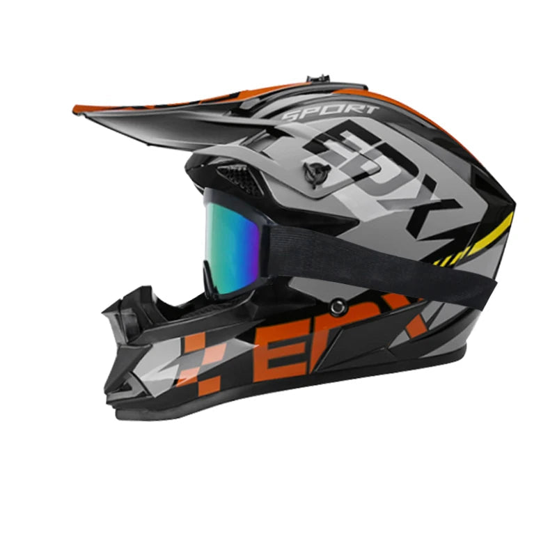 Casque moto cross bleu - Helmetix TTR 55