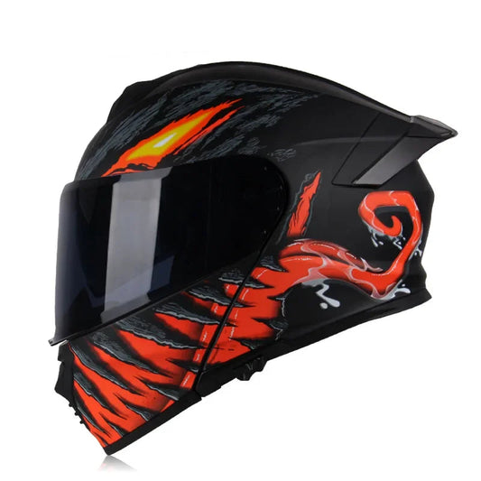 Casque moto noir et rouge - Helmetix MXT 963