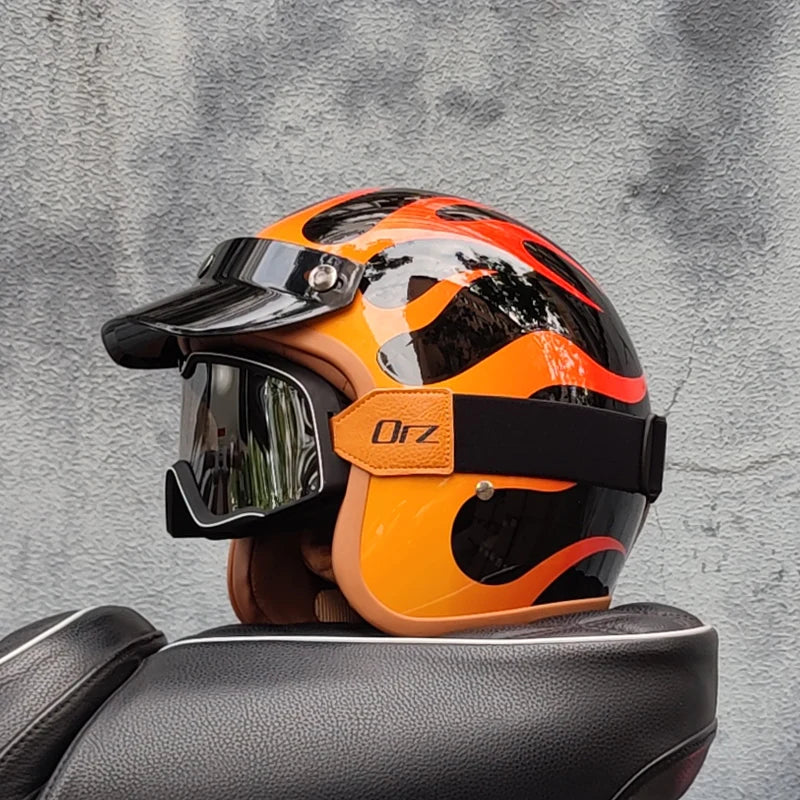 Casque moto vintage avec lunette - Helmetix C560
