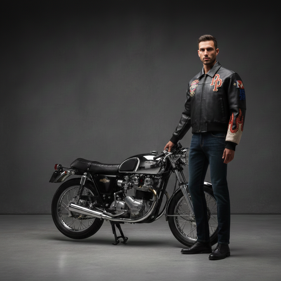 blouson moto homme vintage - helmetix vin 890