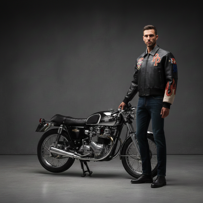 blouson moto homme vintage - helmetix vin 890