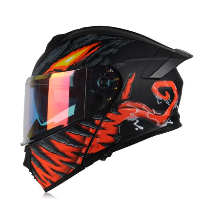 Casque moto noir et rouge - Helmetix MXT 963