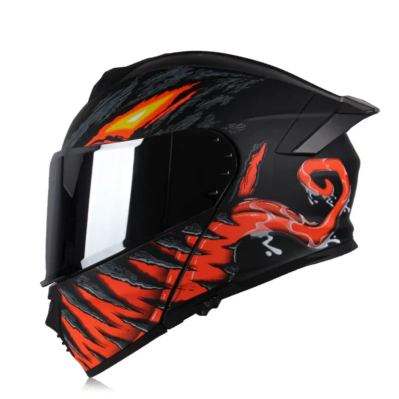 Casque moto noir et rouge - Helmetix MXT 963