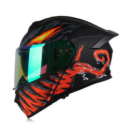 Casque moto noir et rouge - Helmetix MXT 963