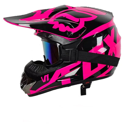 Casque moto cross rose - Helmetix SPX 88