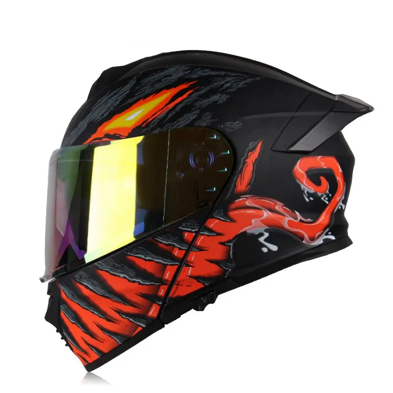 Casque moto noir et rouge - Helmetix MXT 963