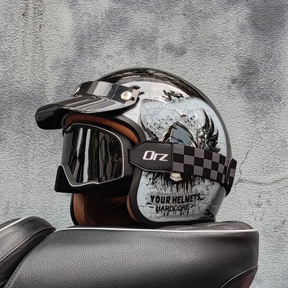 Casque moto vintage avec lunette - Helmetix C560
