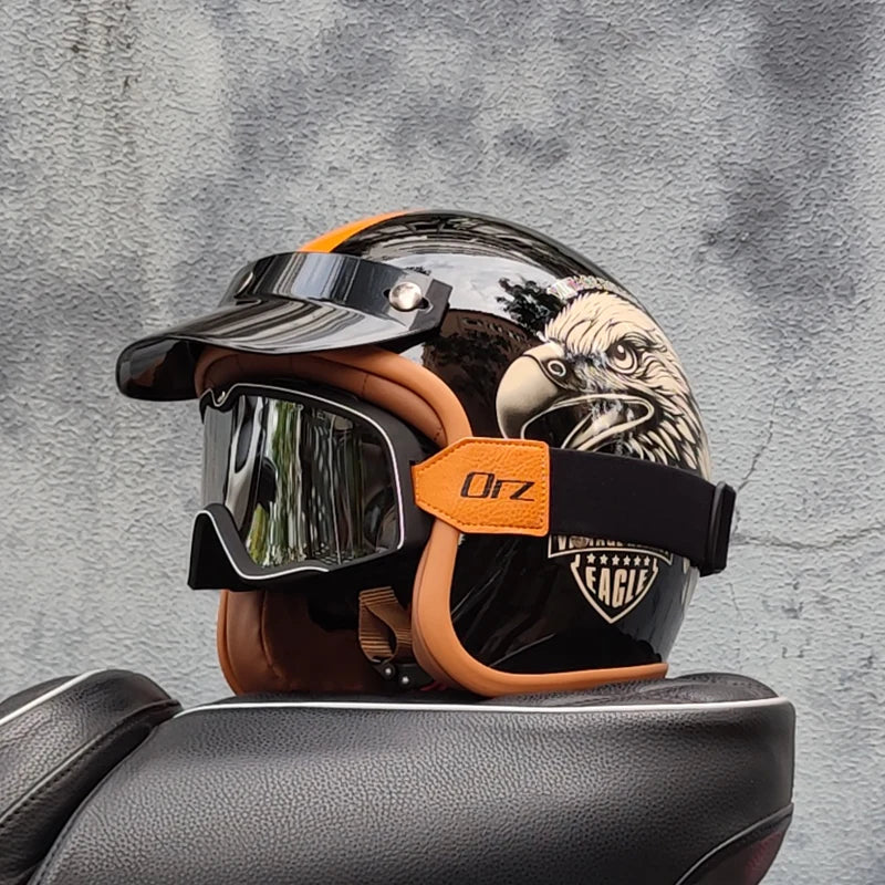Casque moto vintage avec lunette - Helmetix C560