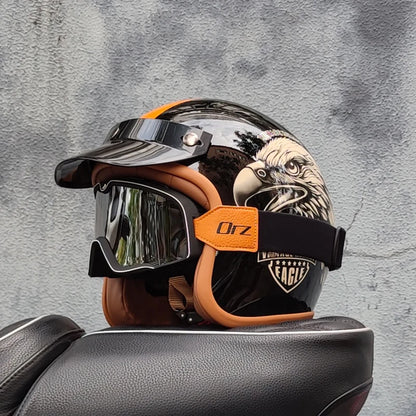 Casque moto vintage avec lunette - Helmetix C560