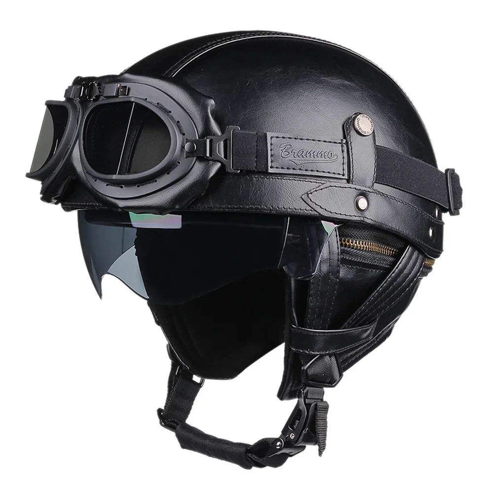 Casque moto vintage avec lunette - Helmetix NXV 265