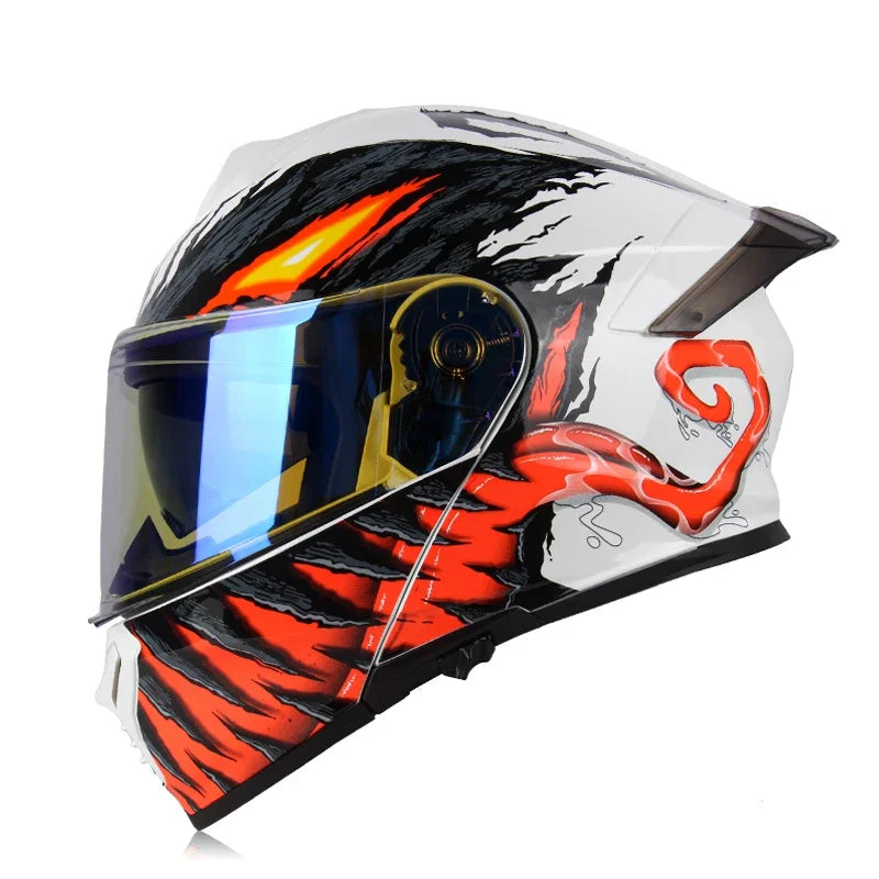 Casque moto noir et rouge - Helmetix MXT 963