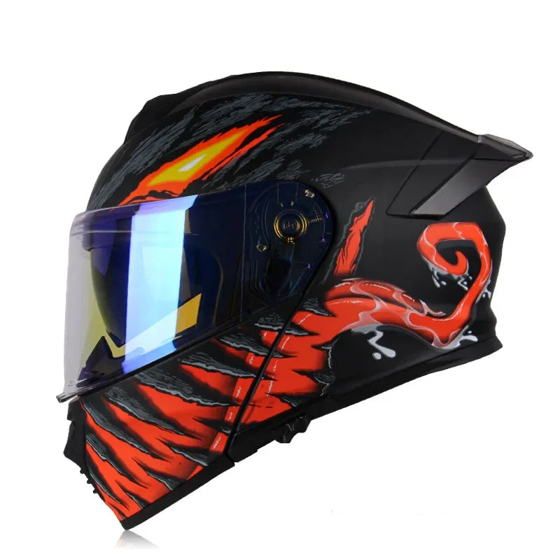 Casque moto noir et rouge - Helmetix MXT 963