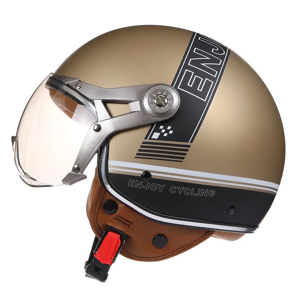 Casque moto jaune vintage - Helmetix BKL 1780